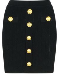 Balmain - Button Detailed High-Rise Mini Skirt - Lyst