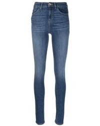 Emporio Armani - Embroidered-Logo Skinny Jeans - Lyst