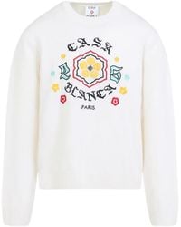 CASABLANCA - Floral Embroidered Crew Neck Sweater - Lyst