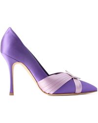 Manolo Blahnik - Embellished Two-Tone Satin Pumps - Lyst