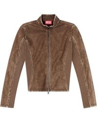 DIESEL - Biker Jacket With Rib-Knit Inserts - Lyst
