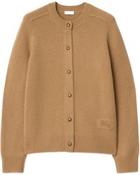 Burberry - Logo Patch Buttoned Crewneck Cardigan - Lyst