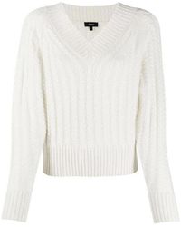 Theory - V-Neck Cable Knit Jumper - Lyst