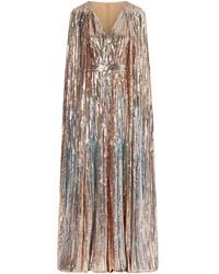 Elie Saab - Cape-Effect Sequined Tulle Gown - Lyst