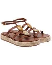 Gianvito Rossi - Embellished Leather Espadrille Sandals - Lyst