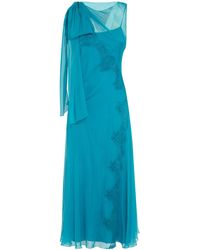 Alberta Ferretti - Abito Lungo In Seta Azzurro - Lyst