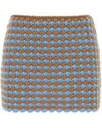 Prada - Two-Toned Crochet Mini Skirt - Lyst