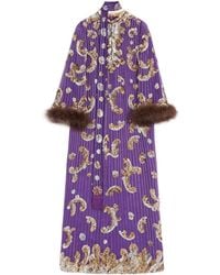 Valentino - Embroidered Chiffon Dress With Feathers - Lyst