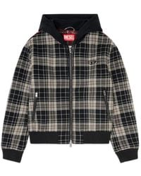 DIESEL - Check-Flannel Bomber Jacket With Teddy Interior - Lyst