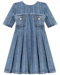 Ganni - Denim Open-Back Mini Dress - Lyst
