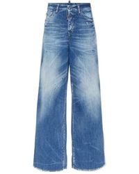 DSquared² - Wide-Leg Distressed Jeans - Lyst