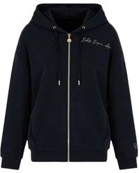 EA7 - Logo Hooded Zipper Sweatshirt - Lyst