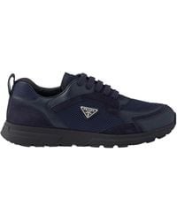 Prada - Prax Leather And Fabric Sneakers - Lyst