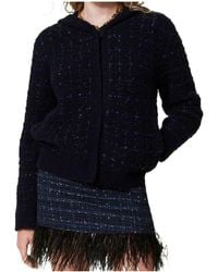 Twinset - Jacquard Knit Checked Jacket - Lyst