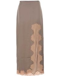 Valentino - Lace Trim Midi Skirt - Lyst