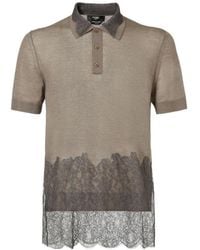 Fendi - Lace Detailed Short Sleeved Polo Shirt - Lyst