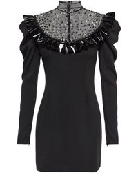 Alessandra Rich - Embellished Wool-Blend Minidress - Lyst