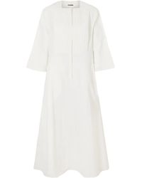 Jil Sander - Pleated Linen Maxi Dress - Lyst