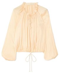 Ulla Johnson - Laurette Gathered Washed-Satin Blouse - Lyst