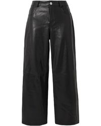 Nour Hammour - Milo Patchwork Leather Wide-Leg Casual Pants - Lyst