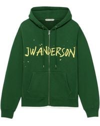JW Anderson - Jw Anderson Logo Printed Zip-Up Hoodie - Lyst