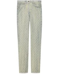 Gucci - Gg Jacquard Denim Straight-Leg Jeans - Lyst