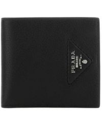 Prada - Logo Plaque Bi-Fold Wallet - Lyst