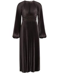 JOSEPH - Ortiz Pleated Satin Midi Dress - Lyst