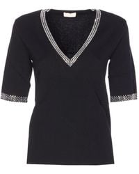 Liu Jo - Embellished V-Neck Jumper - Lyst