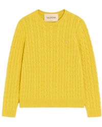 Valentino - Vlogo Plaque Cable-Knit Jumper - Lyst