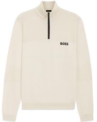 BOSS - Textured Zip Sweater - Lyst