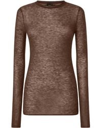 Pinko - Long-Sleeved Knitted Sheer T-Shirt - Lyst