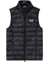 EA7 - Logo Printed Zip-Up Gilet - Lyst