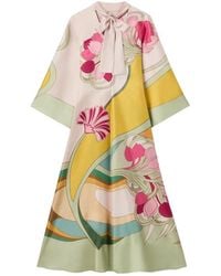 La DoubleJ - La Doublej Floral Print Bow-Neck Dress - Lyst