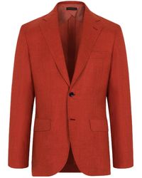 Brioni - Zefiro Brick Silk, Cashmere And Linen Soffio Jacket - Lyst