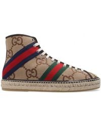 Gucci - Jumbo Gg Lace-Up High-Top Espadrille Sneakers - Lyst