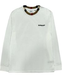 Burberry - Round Collar And Long-Sleeved T-Shirt - Lyst