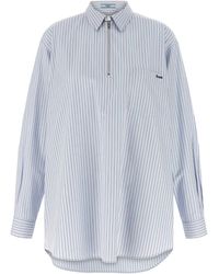 Prada - Logo-Embroidered Striped Shirt - Lyst
