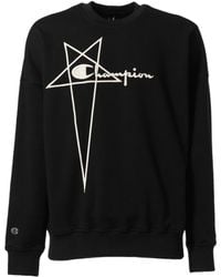 Rick Owens - X Champion Logo Embroidered Crewneck Sweatshirt - Lyst