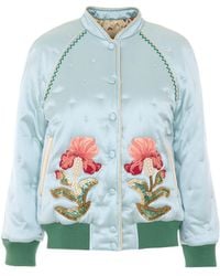 Valentino - Floral Embellished Button-Up Quilted Jacket - Lyst