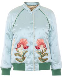 Valentino - Floral Embellished Button-Up Quilted Jacket - Lyst