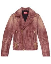 DIESEL - L-Eon-Cjcm Crackled-Leather Jacket - Lyst