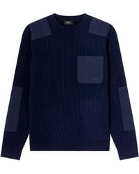 A.P.C. - Merino Wool Military Sweater - Lyst