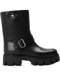 Prada - Solid Color Biker Boots - Lyst