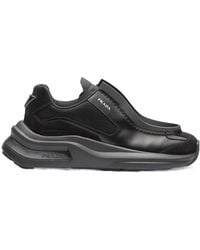 Prada - Brushed Leather Sneakers With Bike Fabric And Suede Elements - Lyst