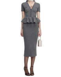 Self-Portrait - V-Neck Knit Midi Dress - Lyst