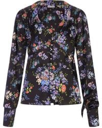 Rabanne - Floral Printed V-Neck Blouse - Lyst