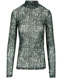 Dries Van Noten - Long-Sleeved Sheer Turtleneck Blouse - Lyst