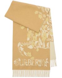 Burberry - Wide Floral Ekd Cashmere Scarf - Lyst