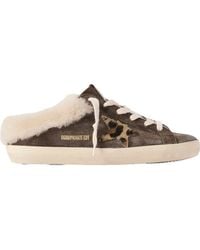 Golden Goose - Super-Star Sabot Shearling-Lined Calf Hair-Trimmed Distressed Suede Slip-On Sneakers - Lyst